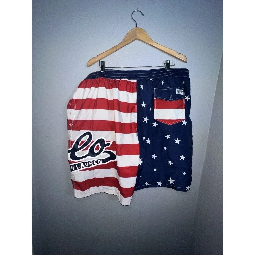 Polo Ralph Lauren Swim Trunks Mens 4XB USA American Flag Patriotic July 4th Boat